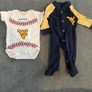 Bundle of West Virginia Mountaineer baby bodysuit and sleeper - WVU 0-3
